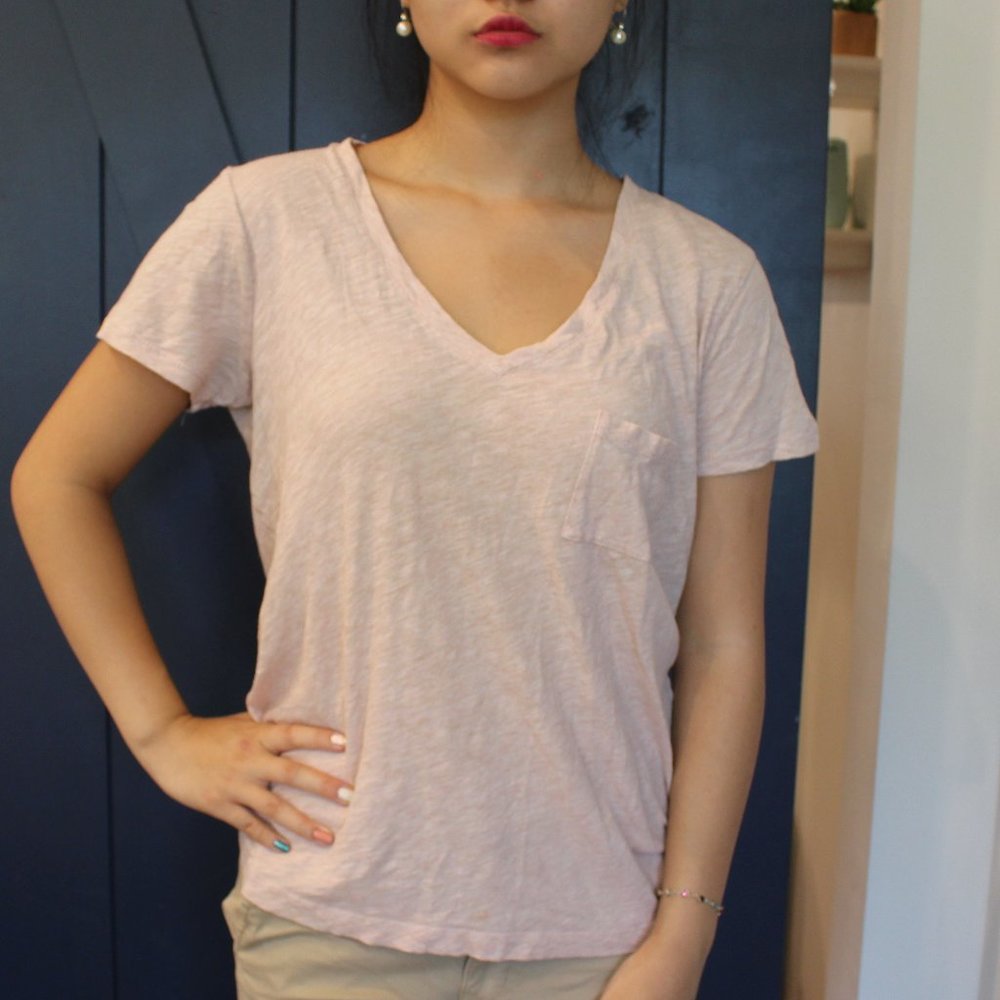 Madewell Light Pink V-Neck Tee